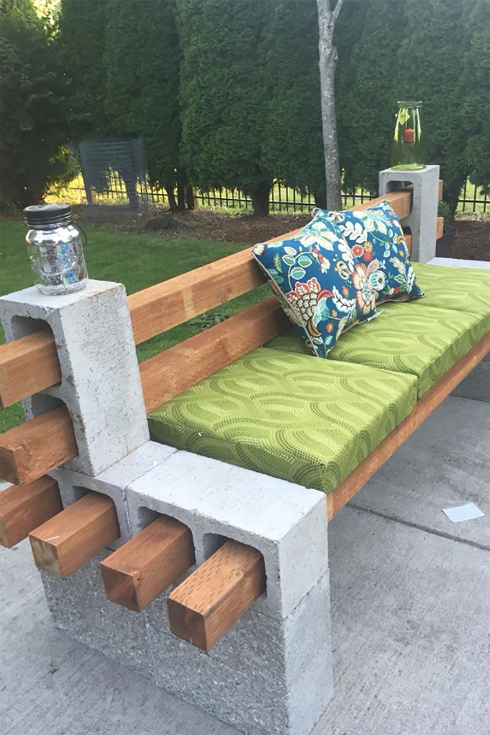 Homemade Cement Bench Top Wood Cinder Block And 4x4 Bench Top Make A Concrete Bench Concrete