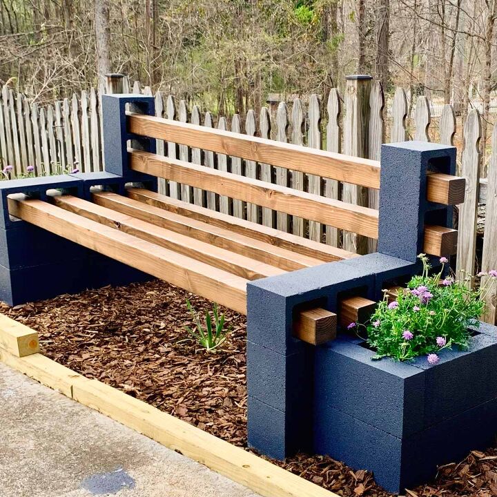 Homemade Cement Bench Top Wood Cinder Block And 4x4 Bench Top Make A Concrete Bench Concrete