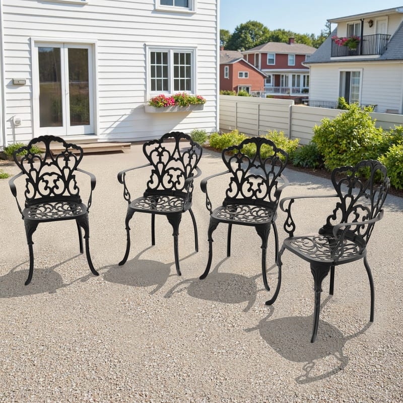 Metal Patio Dining Chairs Black Patio Furniture Set Modern Industrial Outdoor Armchair Set Of Black Tristan By Euro Style