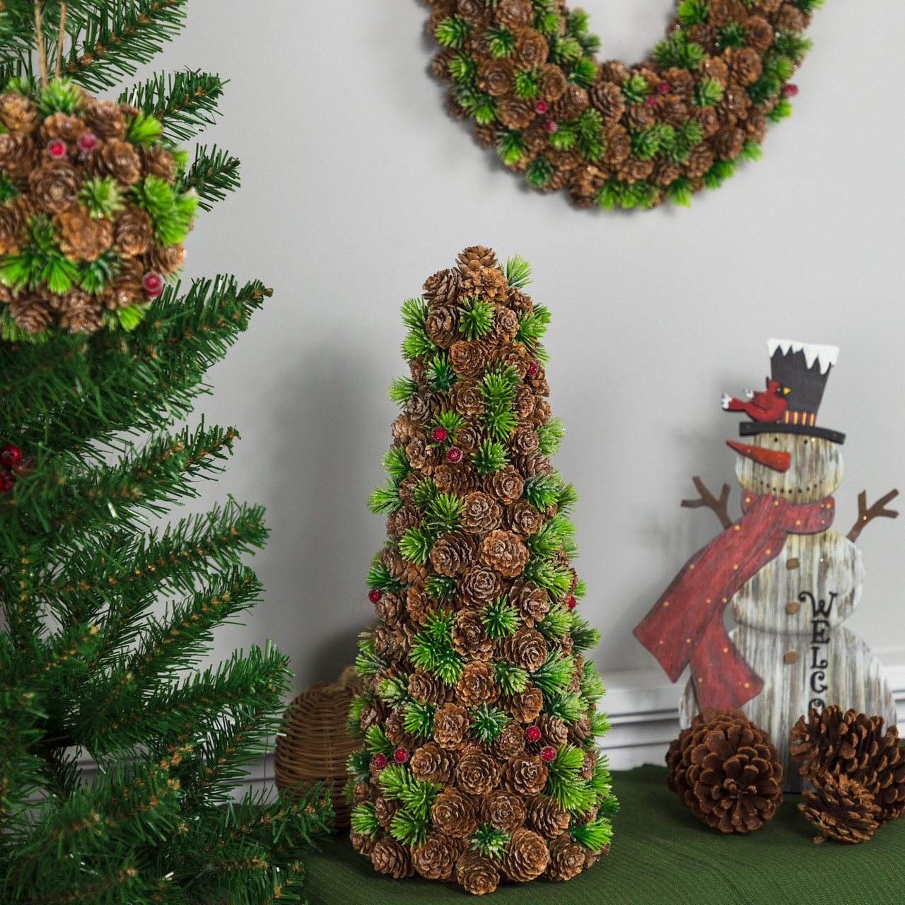 Mini Pinecone & Frosted Wild Berries Christmas Cone Tree - 15' | Christmas