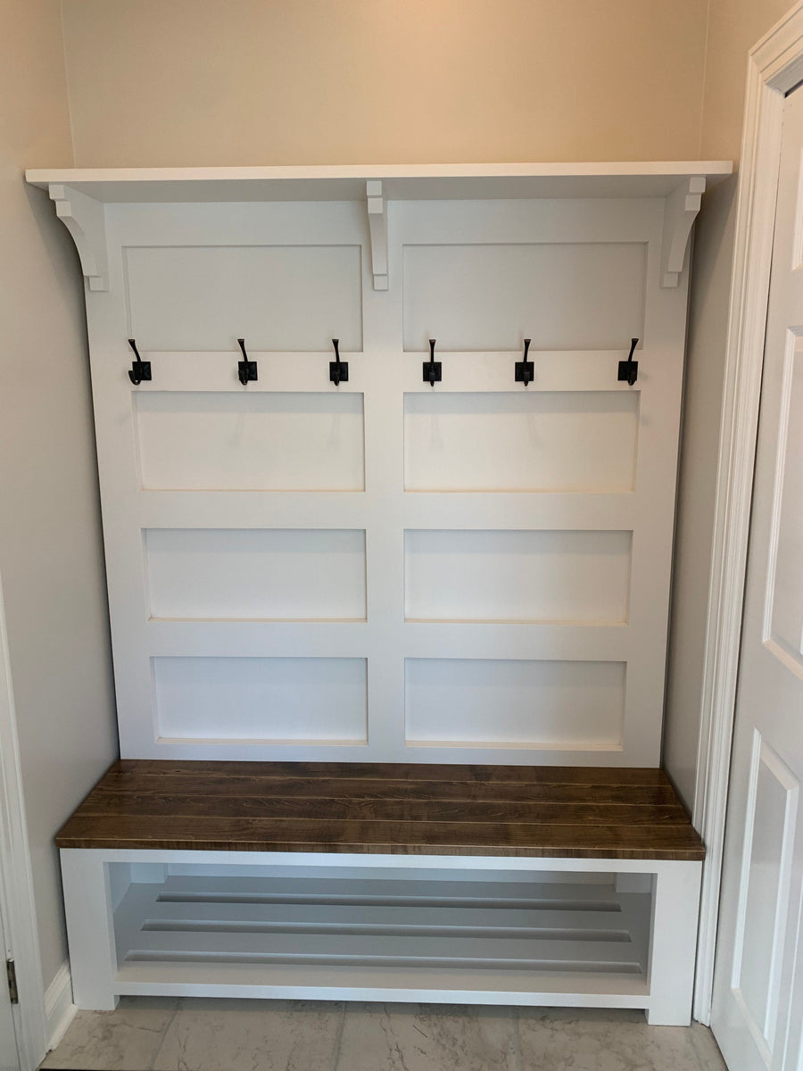 Mud Room Coat Rack Bench Entryway Hall Tree, Freestanding Coat Rack With Bench And Shoe Storage,