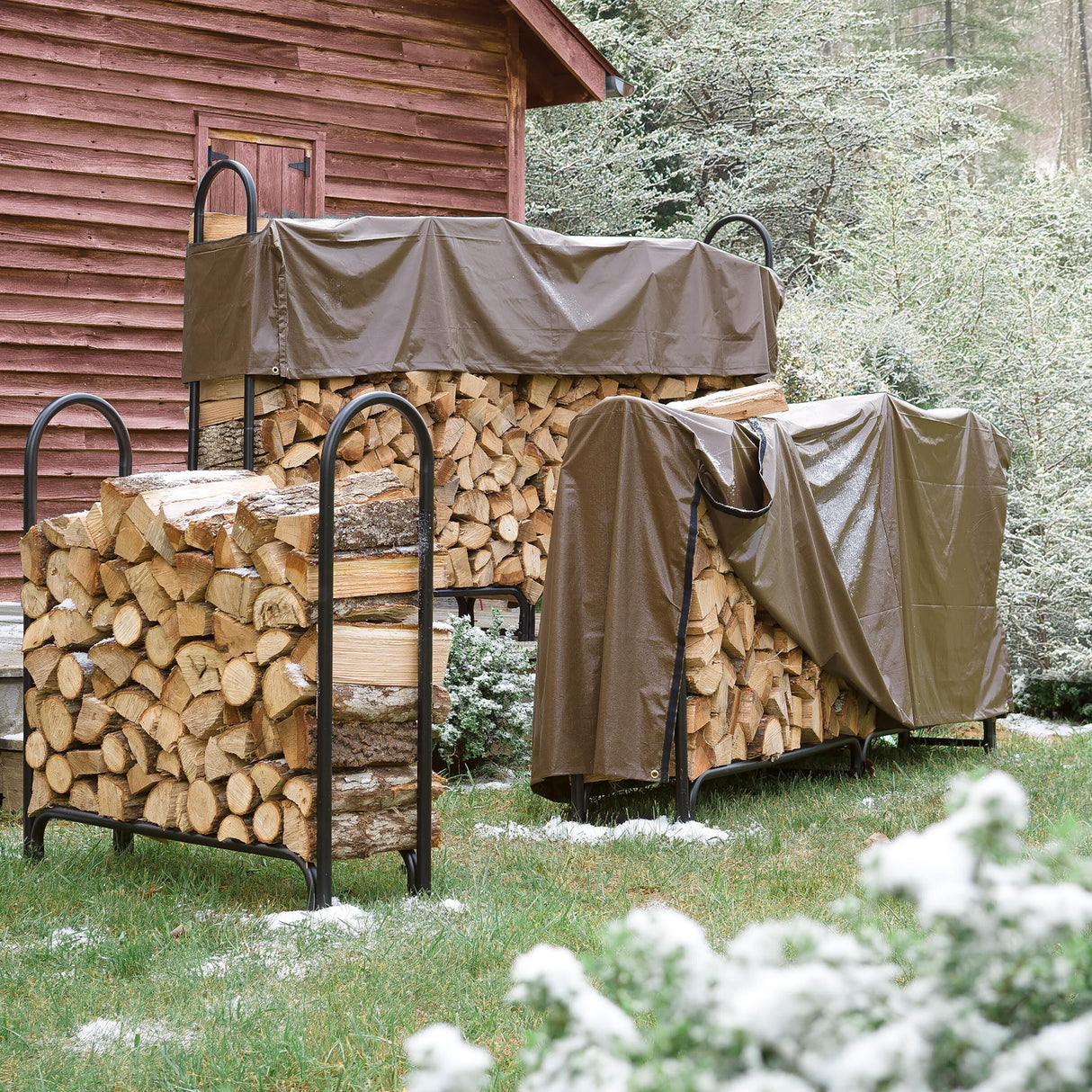 Outdoor Firewood Shelter Firewood Rack With Roof Outdoor Firewood Steel Wood Storage Racks SUNJOY Outdoor Cedar