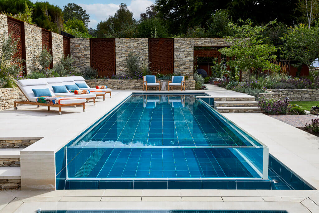 Outdoor swimming pool design and build project in Surrey