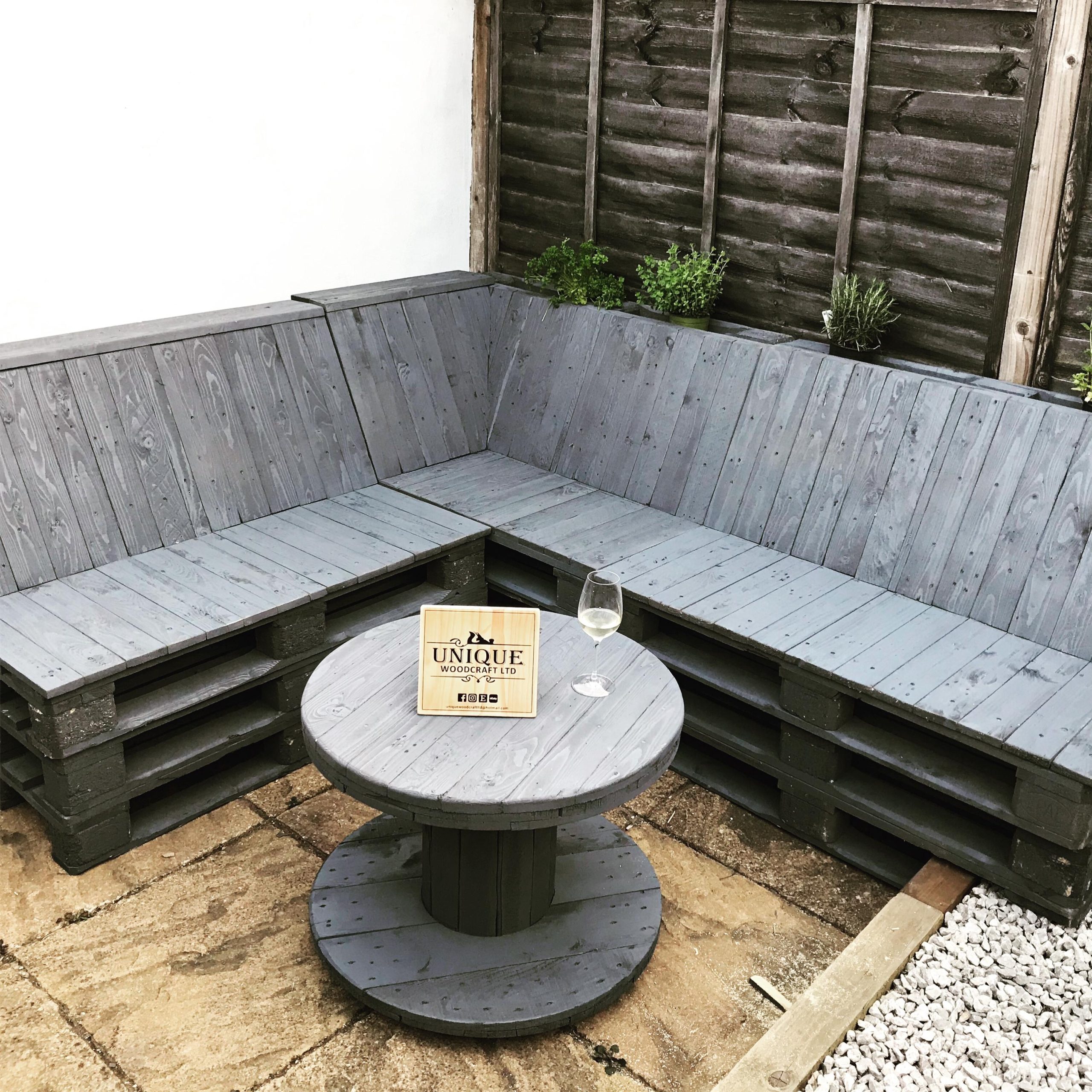 Pallet L Shape Sofa Garden A DIY Wooden Pallet Corner Sofa Set With Matching Coffee Table
