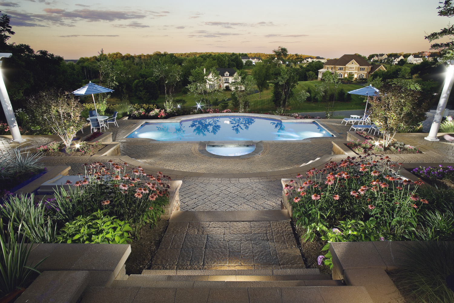 Pool Landscape with Amazing Views in Leesburg VA - Land & Water Design, Inc.