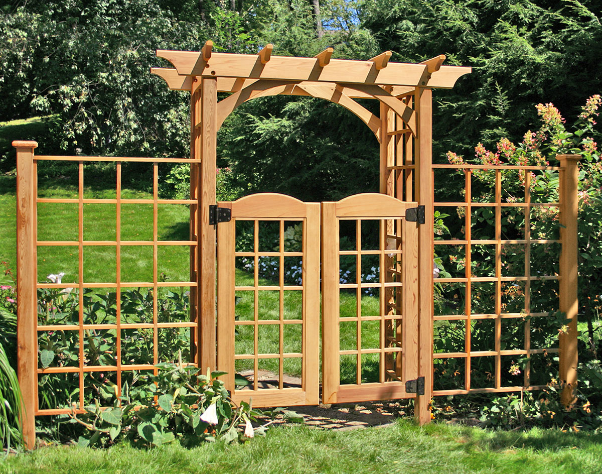 Red Cedar Canterbury Arbor w/Gate & 2 Wings