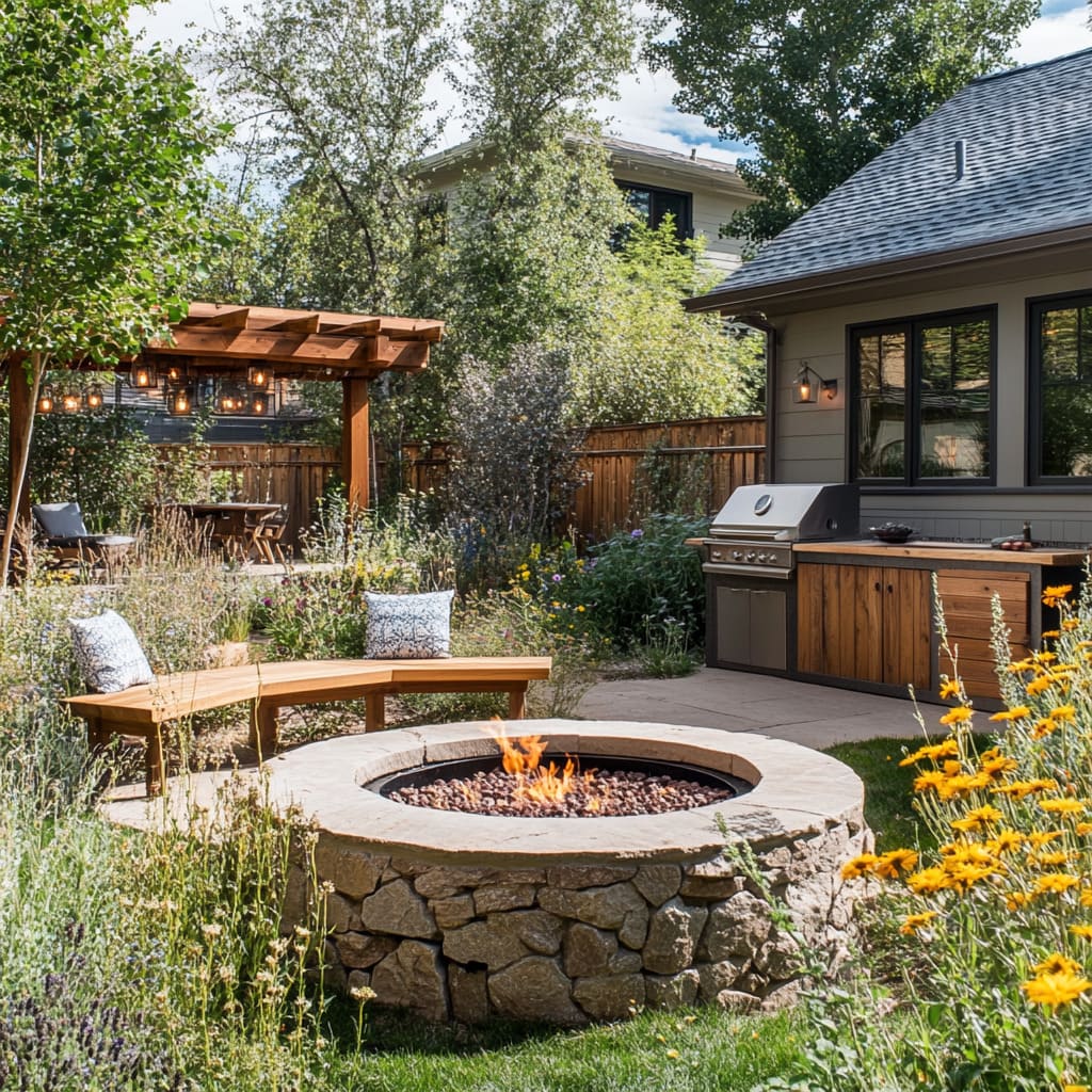 Small Backyard Ideas with Fire Pits, BBQs, and Cozy Seating