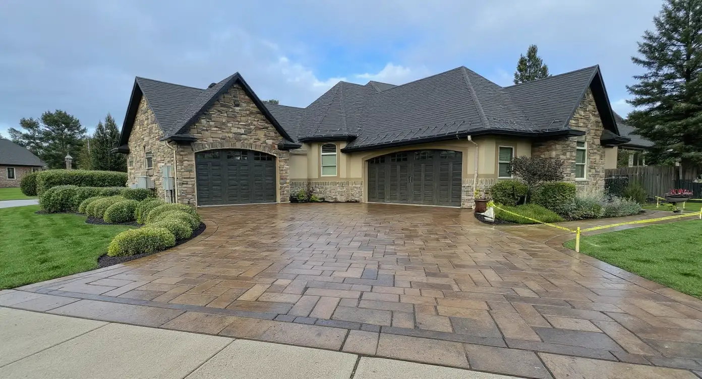 Stamped Concrete Kansas City | Patios, driveways and pool decks in stone, brick and slate patterns, integral-colored and sealed to last through freeze-thaw. 4.9☆ across 29 reviews.