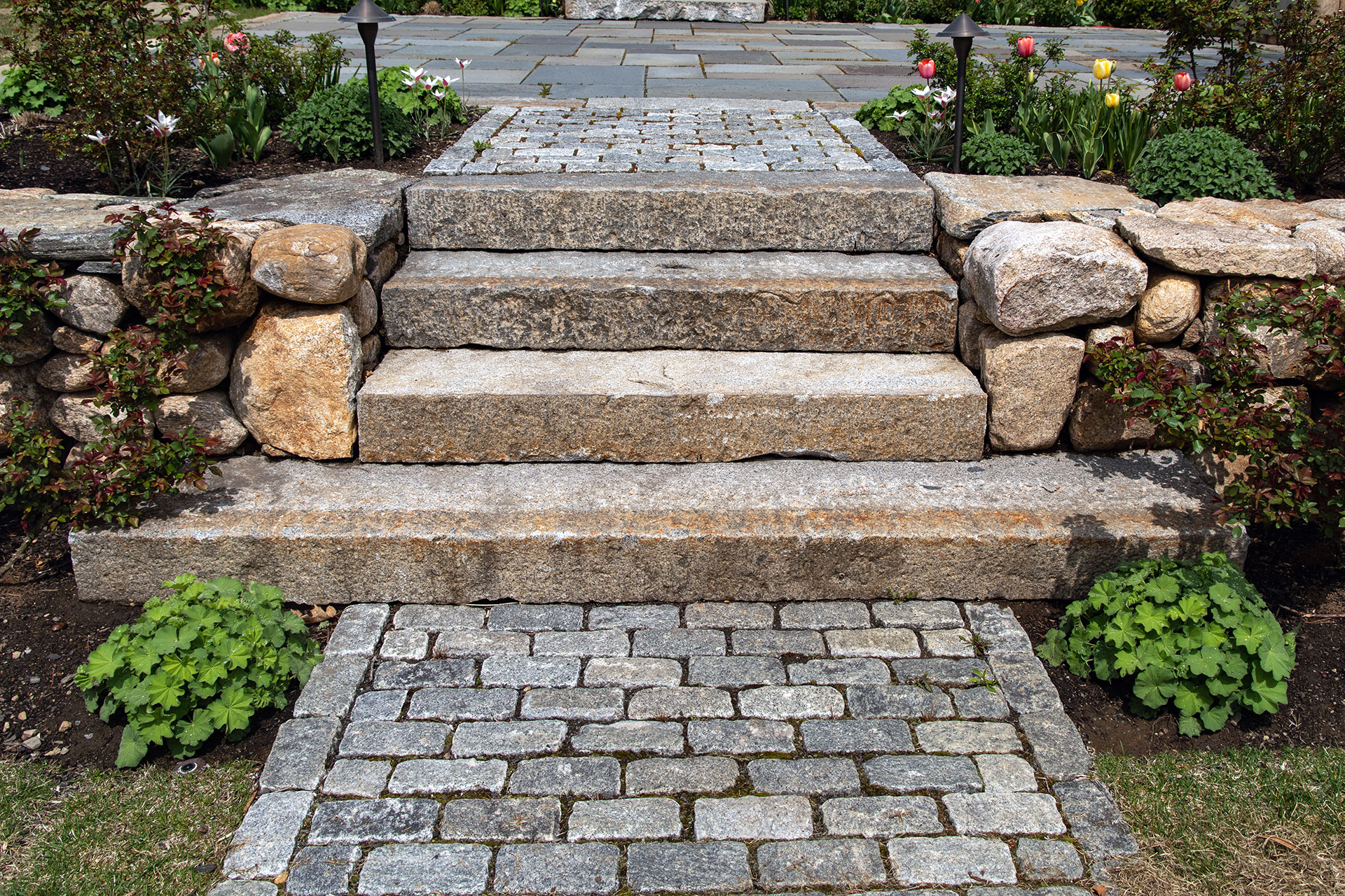 Stone Walls & Steps in Boston Landscapes | a Blade of Grass
