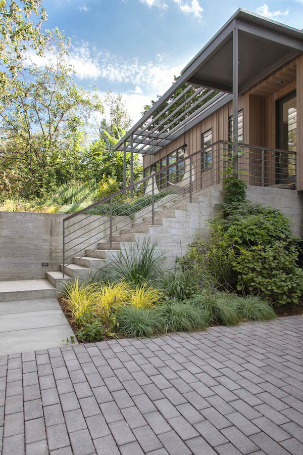 Textured board-formed concrete wall in the the new entrance Matthew Cunningham Landscape Design LLC Longwood garden |