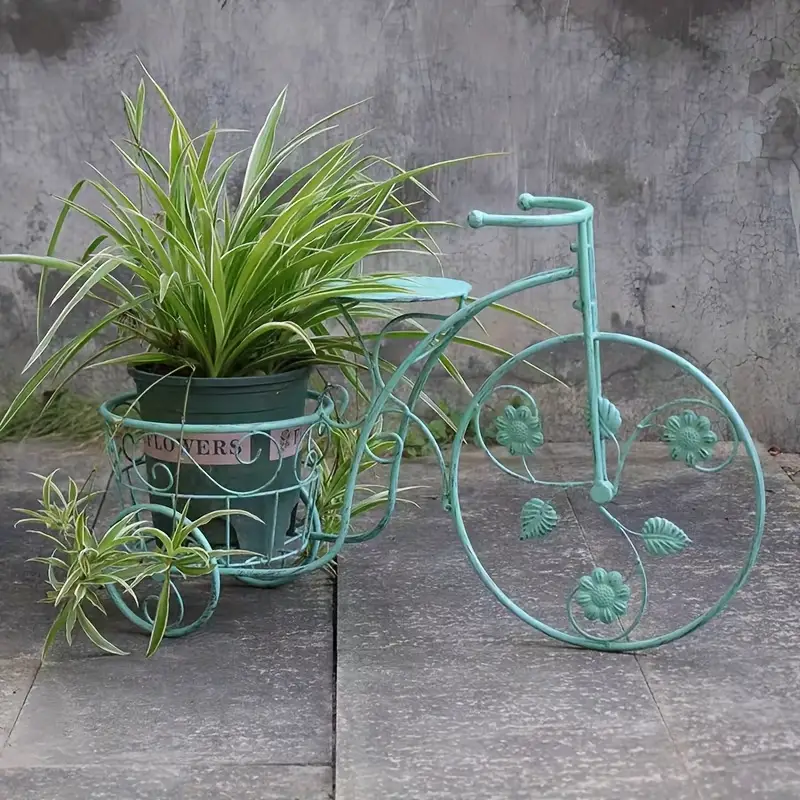 Vintage Bicycle Plant Stand - Sturdy Metal Bike-like Shelf, Industrial Farmhouse Decor for Indoor/Outdoor - Living Room, Patio, Balcony - Holds Houseplants, Succulents, Flowers - Space-Saving ...