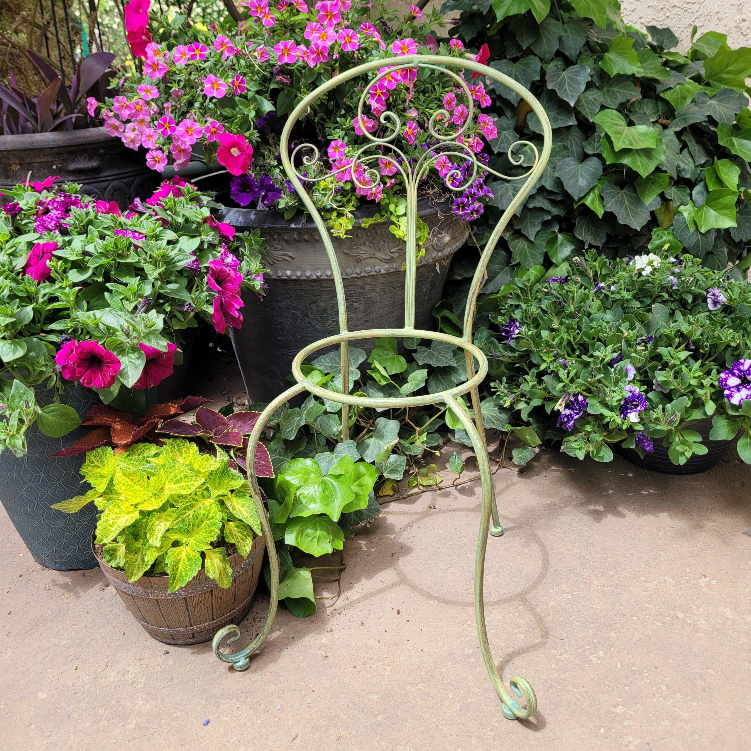 Vintage Style Metal Garden Chair Planter
