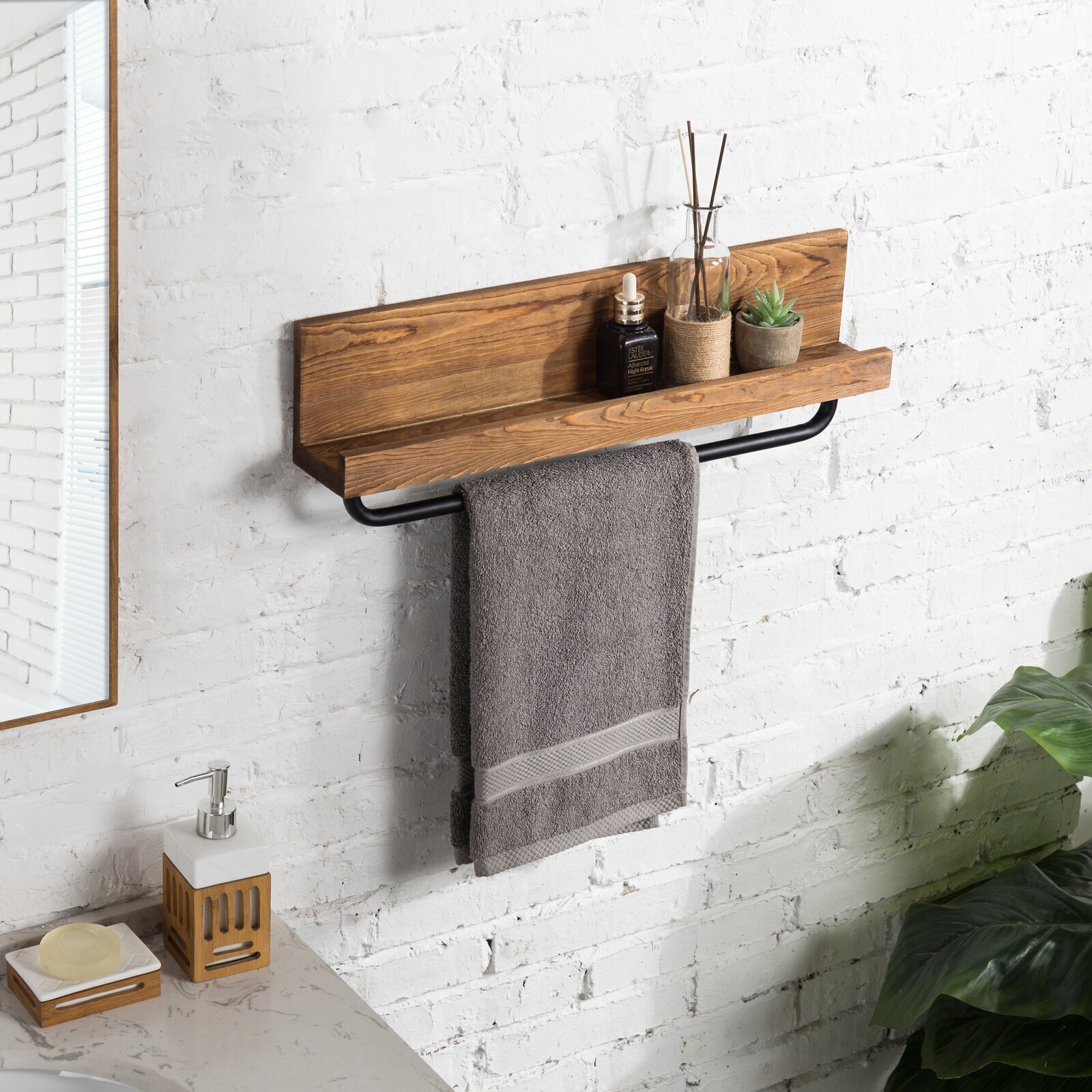 Wood Bathroom Shelf Wooden Towel Rack With Shelf Bathroom Shelf With Towel Rail Outlets