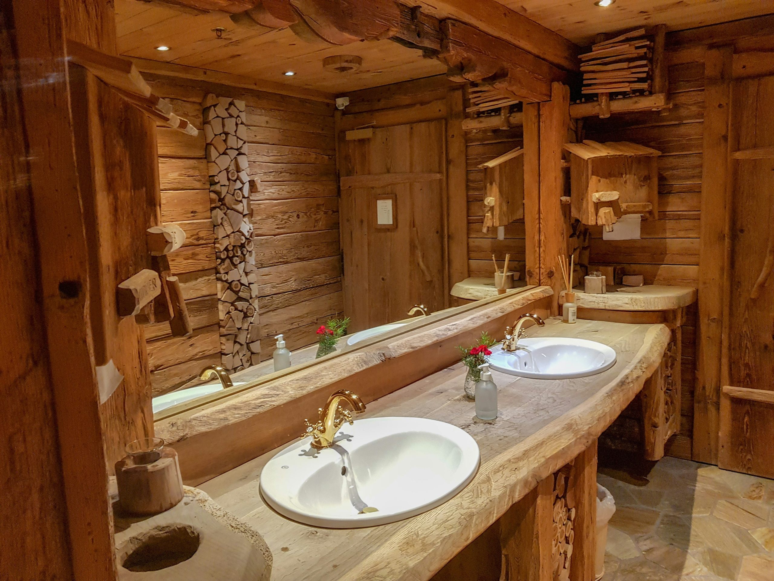Wooden bathroom in a wellness hotel