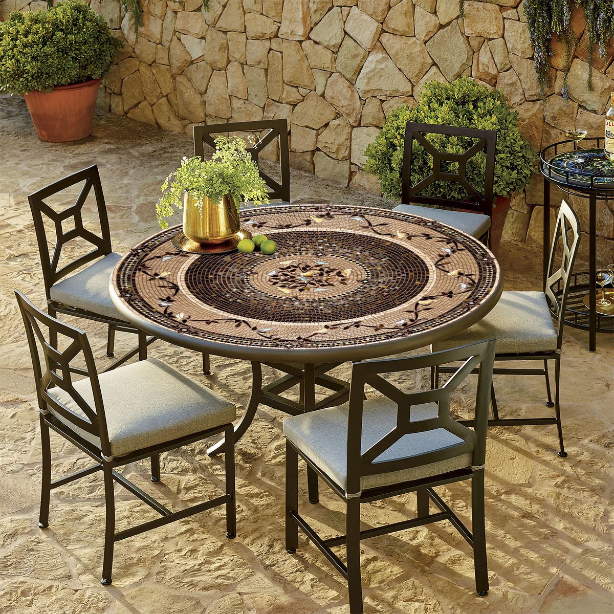 Wrought Iron Mosaic Garden Furniture Set Wrought Iron Patio Furniture Small Mosaic Garden Table And Chairs