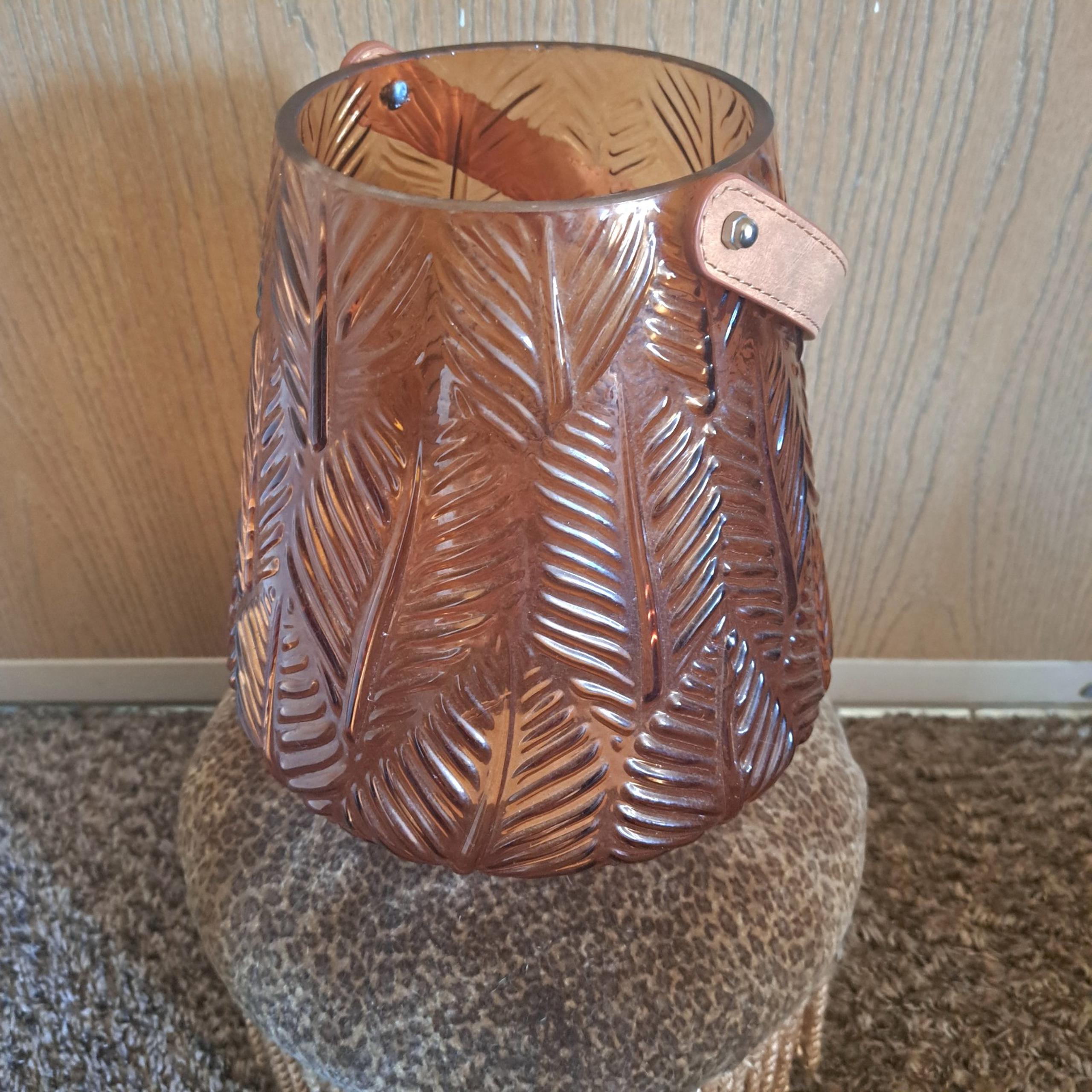 At Home 11 ' Amber Glass Leaf Lantern /Fall | Mercari