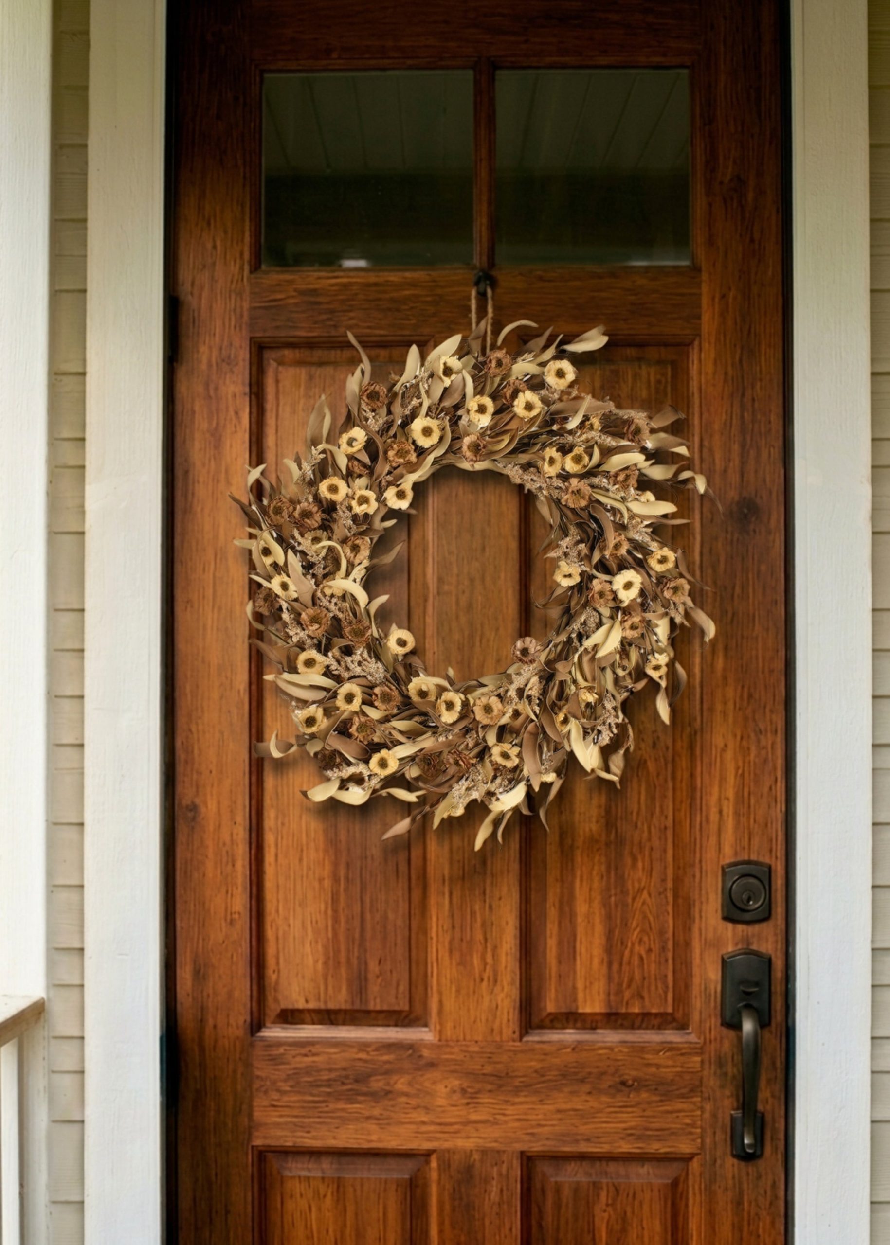 Autumn Beige and Brown Artificial Millet Fall Wreath - 24'