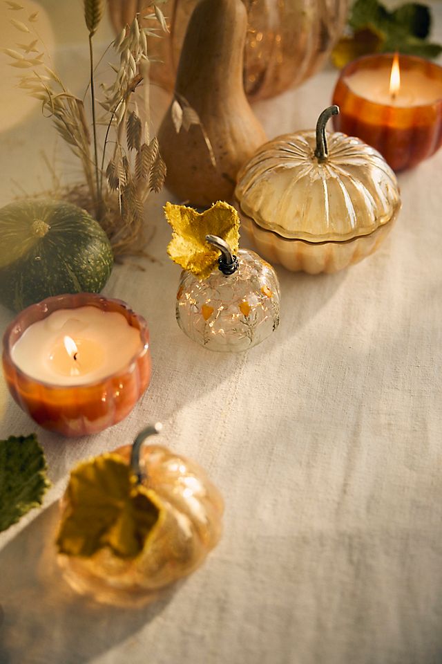 Autumn Bounty Glass Pumpkin Candle | Terrain
