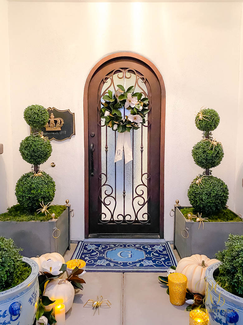 Blue and White Fall Porch - Randi Garrett Design