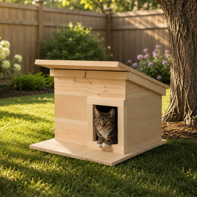 Cat Shelter Outdoor Cat Tent Outdoor Cedar Wood Cat House Shelter