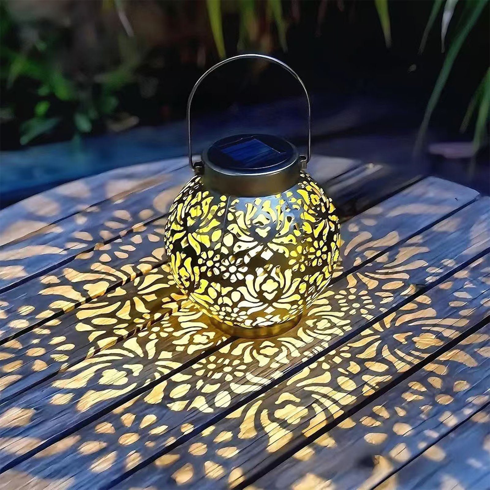 Ceramic Solar Lights Brown Ceramic Solar Lantern – Hollow Design, Light Sensor, Waterproof Hanging Lamp For Patio,