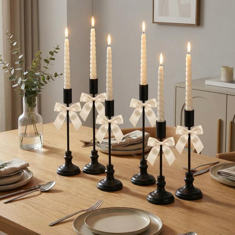Classic Layered Taper Candle Holder, Black Romantic Valentine's Day Decorative Candle Stand, Elegant Tabletop Centerpiece, Wedding Romantic Candle Holder, Fireplace Decor Candle Stand, Wedding Home