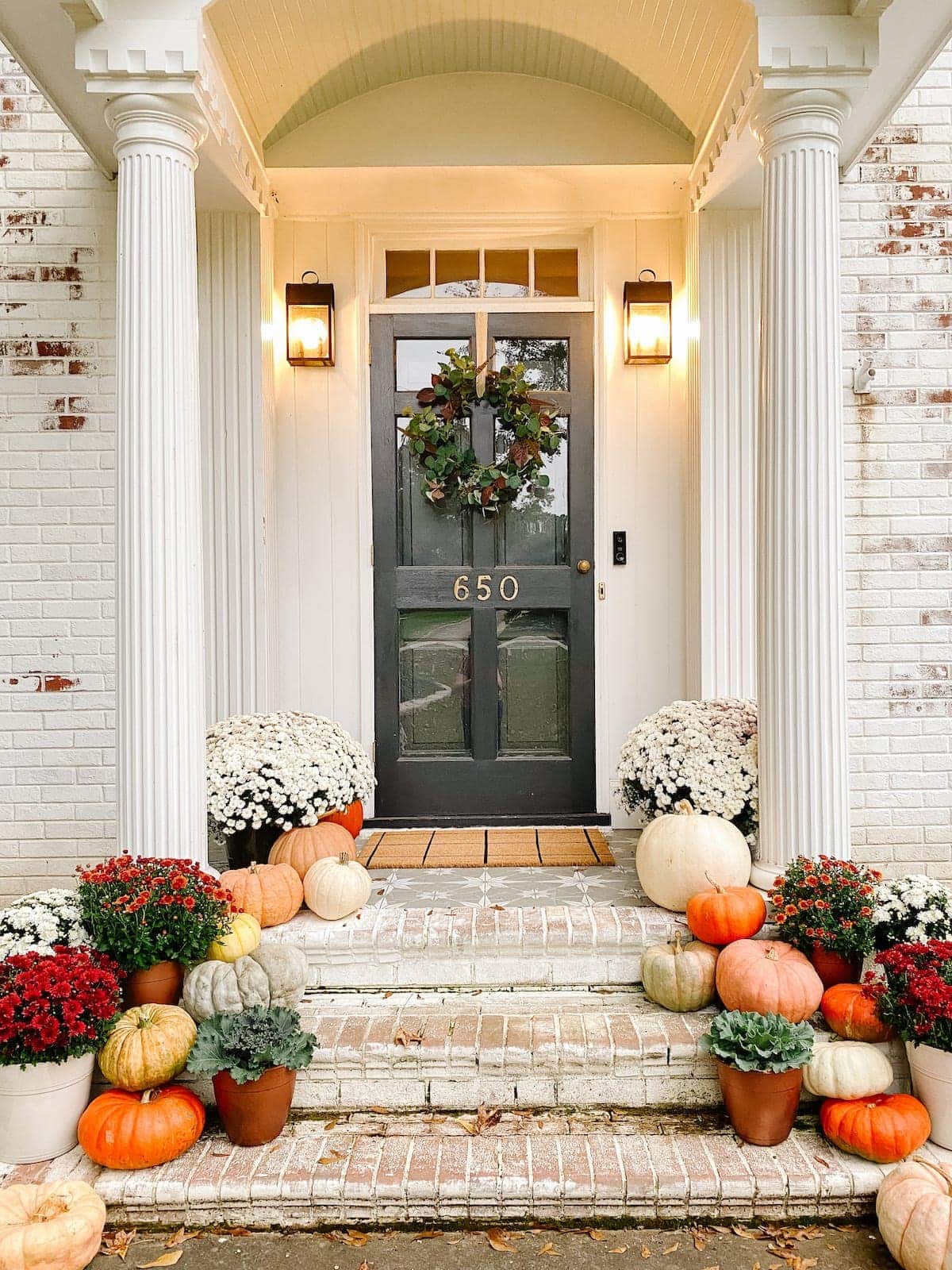 Colorful Fall Porch Stoop - Bless'er House