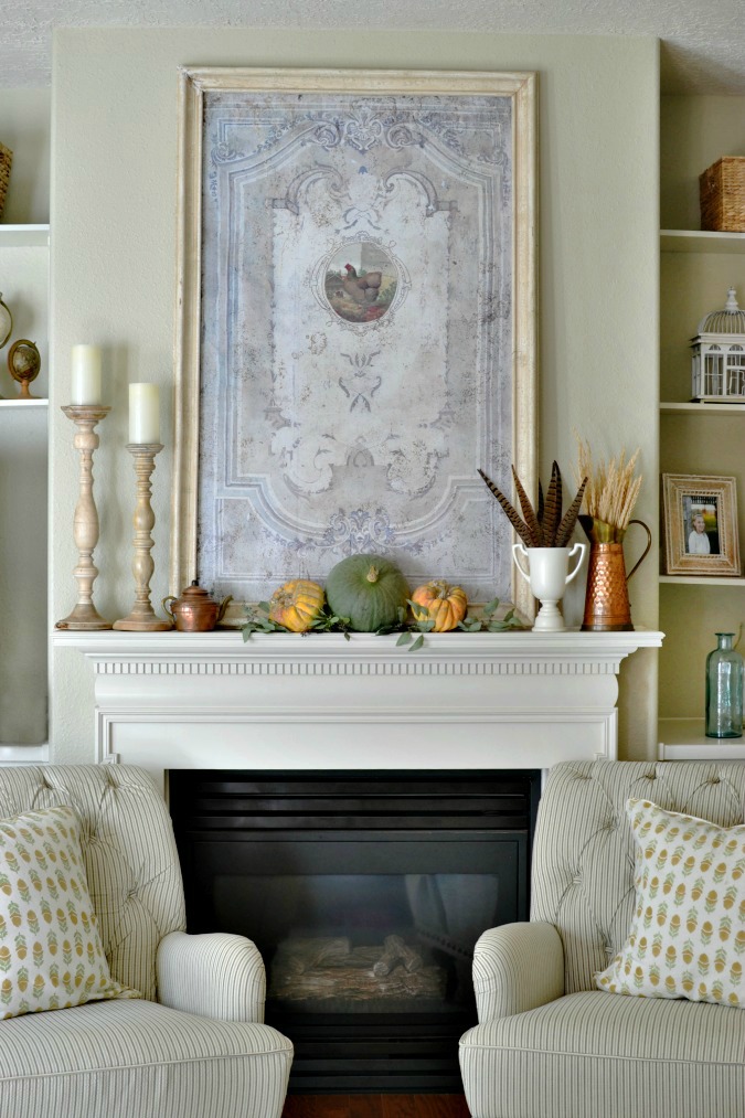 Copper and Feathers Fall Mantel