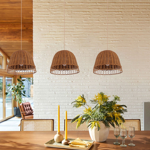 Copper Basketweave Dining Room Light Lightsin Handwoven Rattan Pendant Light – Eco-Friendly, Warm Lighting – Living And Home