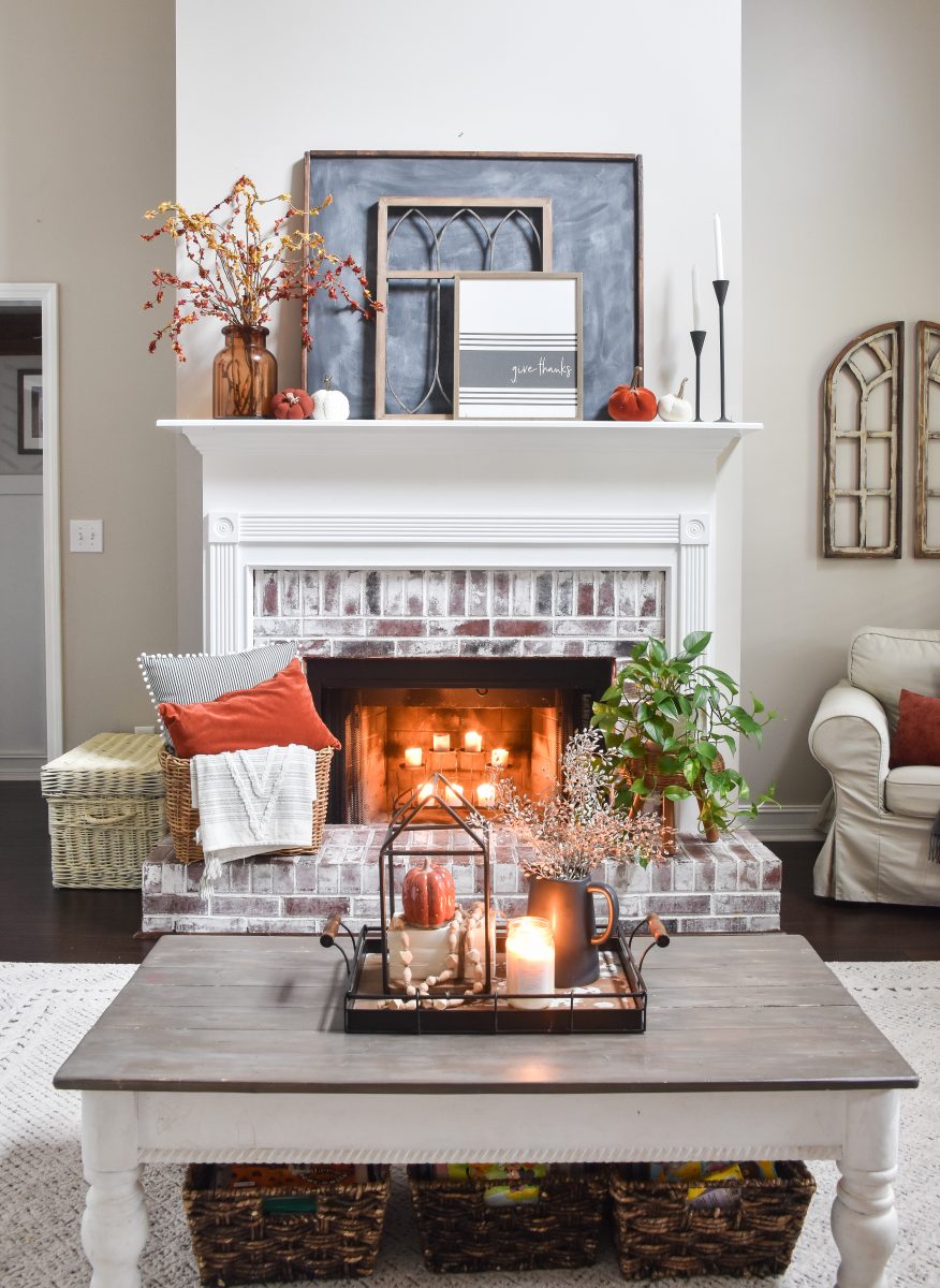 Cozy Fall Living Room, Fall Mantel, and Home Tour