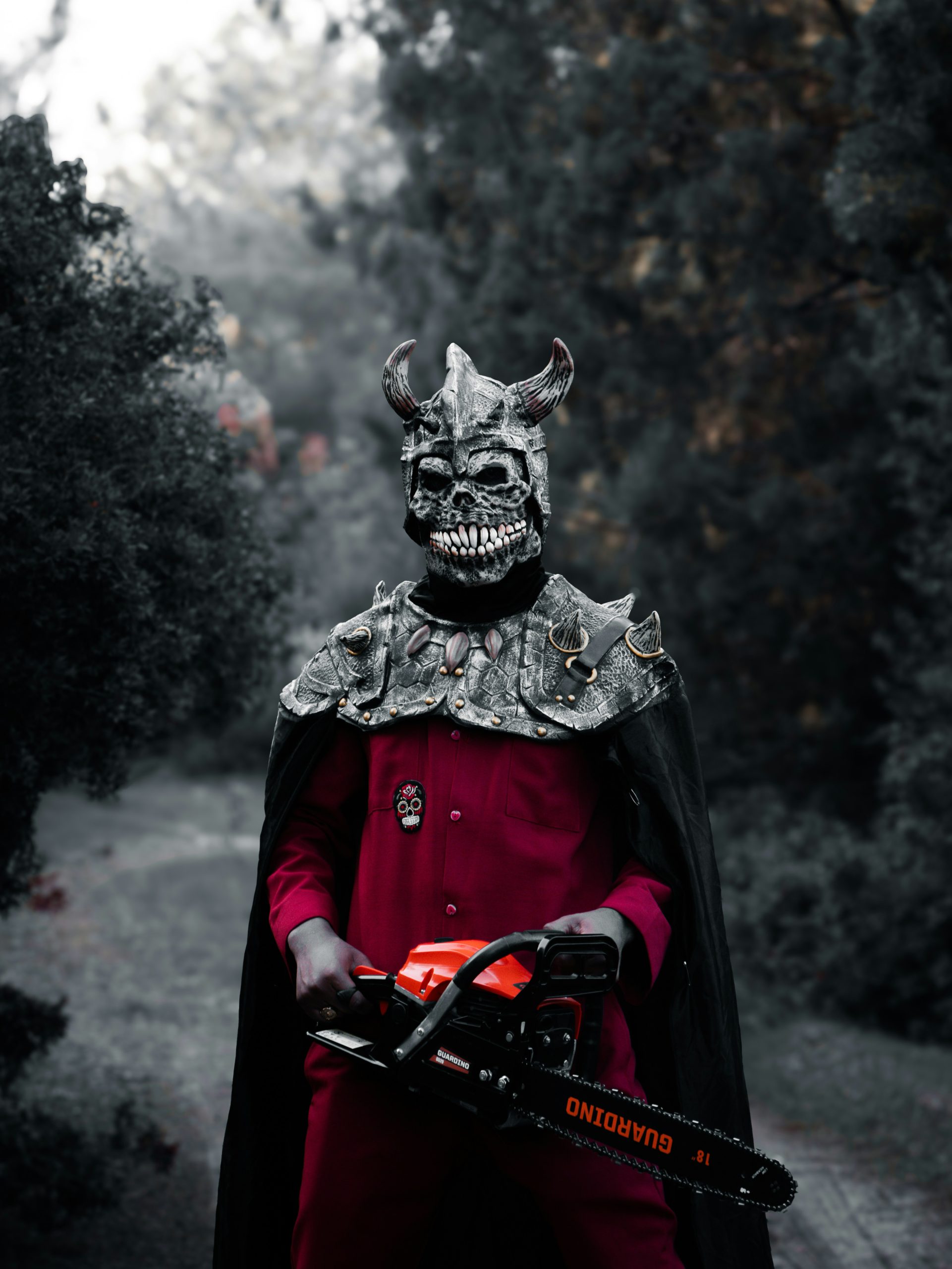 Dark attire for Halloween celebration, chilling outfit with creepy fashion.