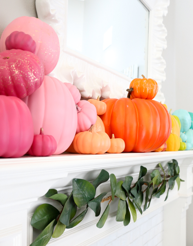 Decorate It - A Rainbow Pumpkin Mantel - A Kailo Chic Life
