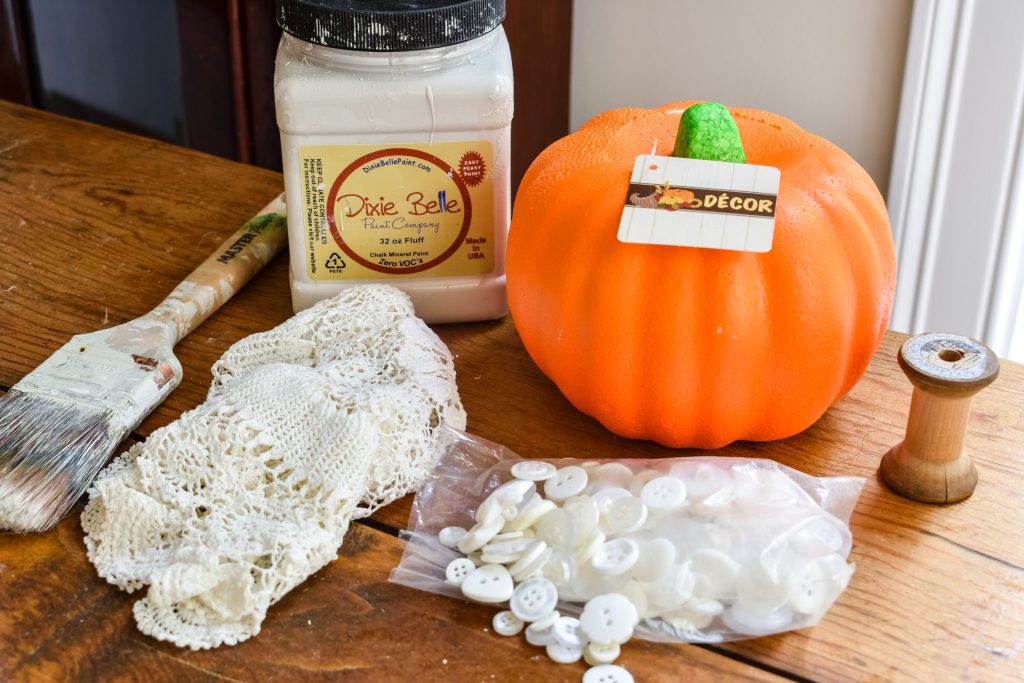 DIY Dollar Tree Pumpkins with Buttons - Zucchini Sisters
