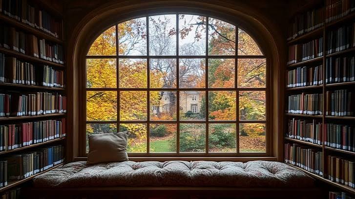 Download Cozy reading nook Image - Library, Autumn, Window | StockCake