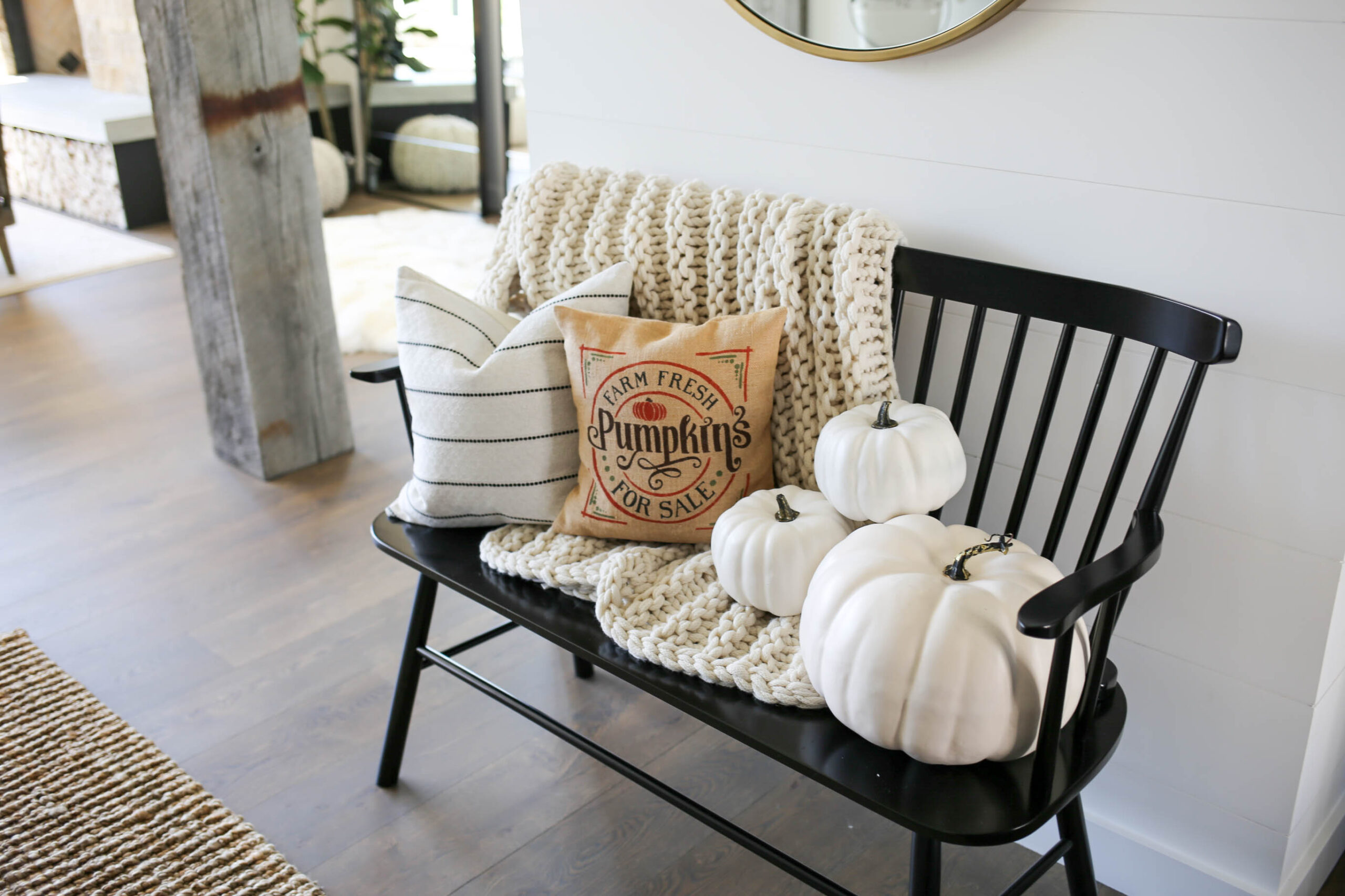Fall Decor Decorative Entryway Bench Fall Farmhouse Entryway Decor SBK Living