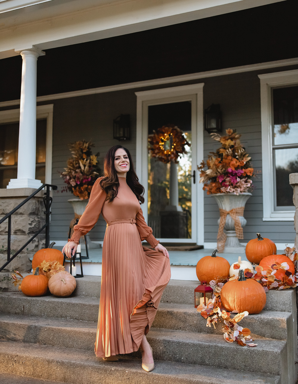 Fall Lantern Decor - Elegant Porch Ideas - Anchored In Elegance