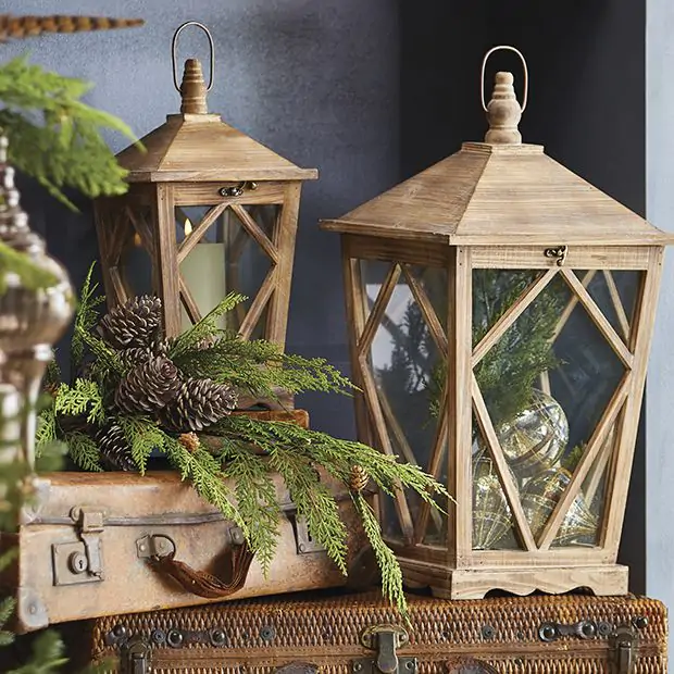 Fall Wooden Lantern Folkestone Large Wooden Lantern With TruGlow® Candle