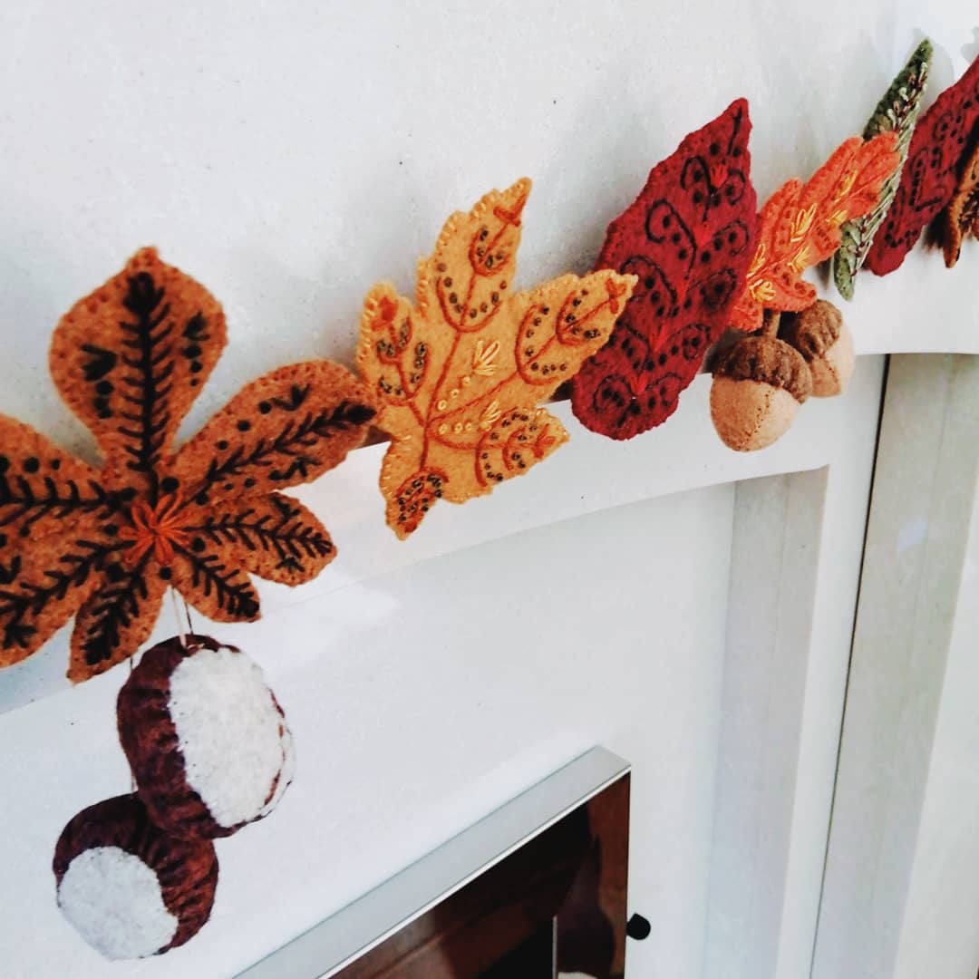 Felt Fall Garland Fall Leaf Garland DIY For A Cheery Colorful Mantel