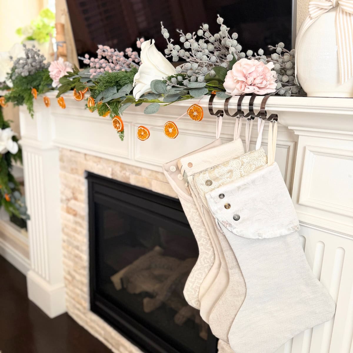 French Fireplace Garland Pre Lit Autumn Christmas Garland