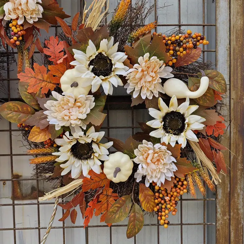 Front Door Outdoor Autumn Wreaths Fall Wreaths For Front Door Autumn Decor – HHGDECOR