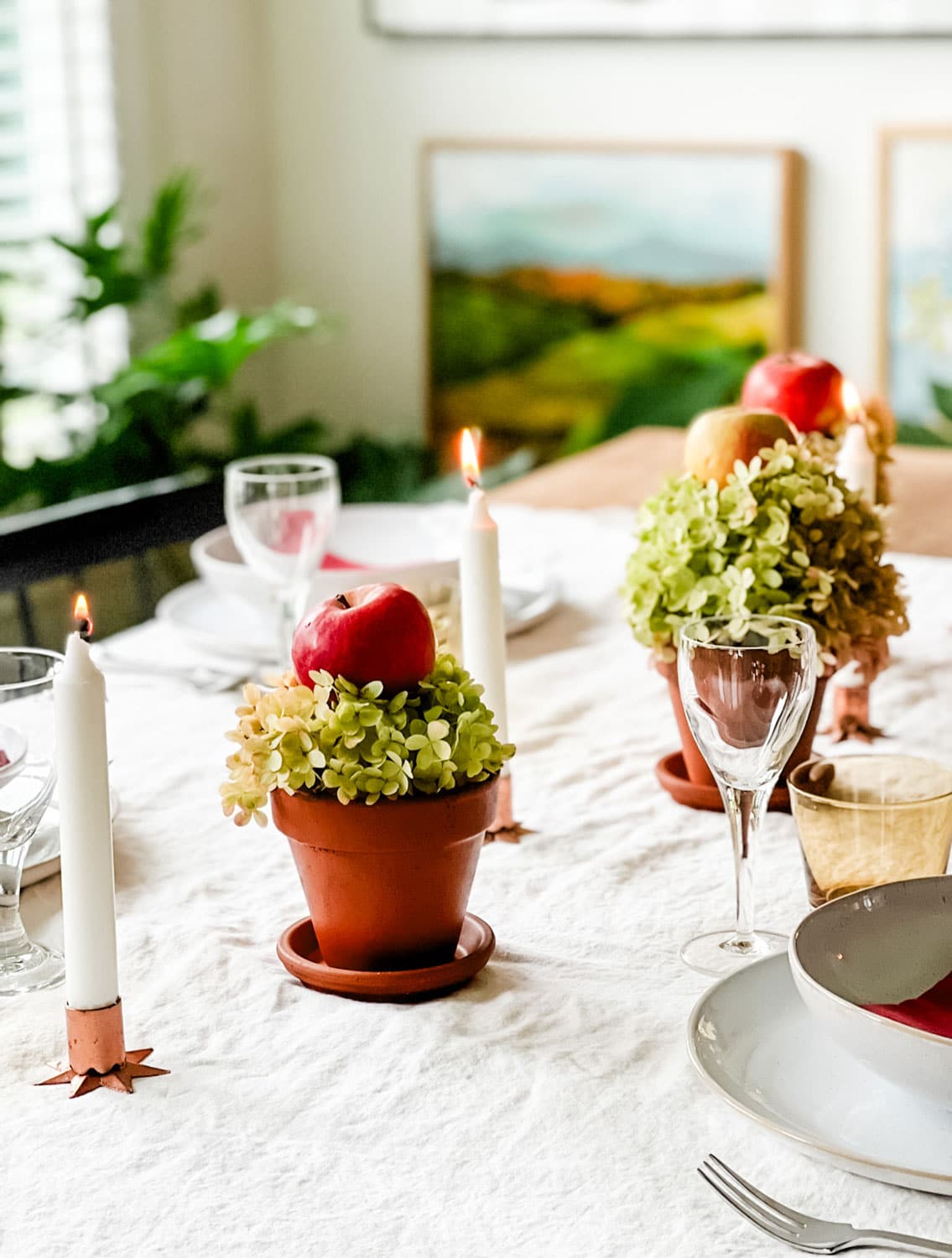 How to Make a Fall Centerpiece with Apples & Hydrangeas | Most Lovely Things