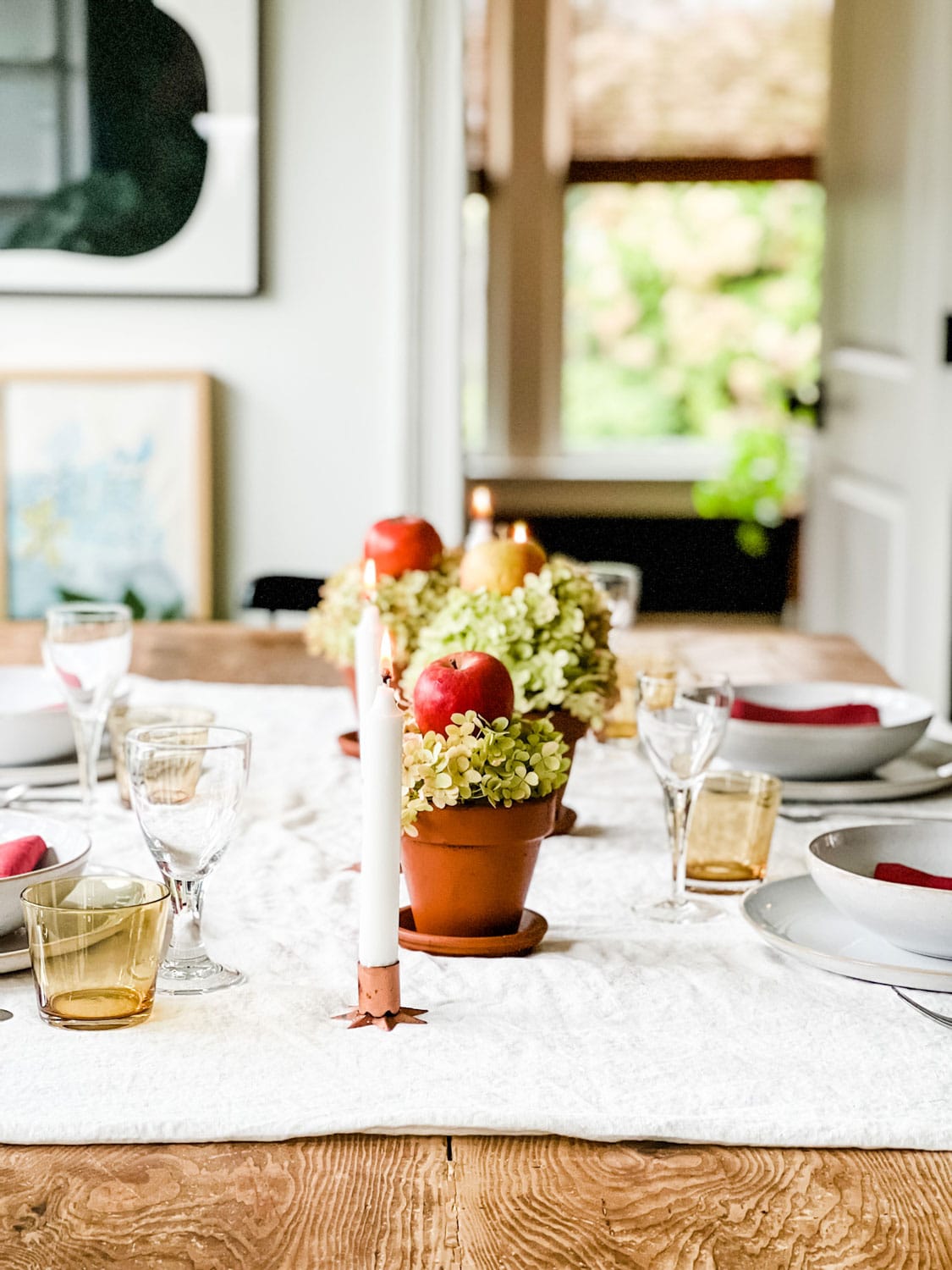 How to Make a Fall Centerpiece with Apples & Hydrangeas | Most Lovely Things