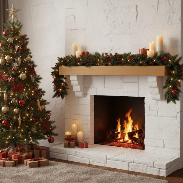 Lighted Draped Mantle Lights Lighted Mantel Garland Products For Christmas Decor