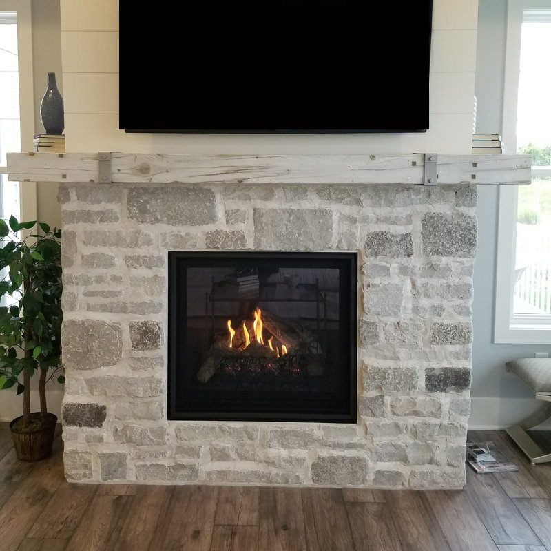 MagraHearth Rustic Barn Wood Concrete Mantel - Fireplace Stone & Patio
