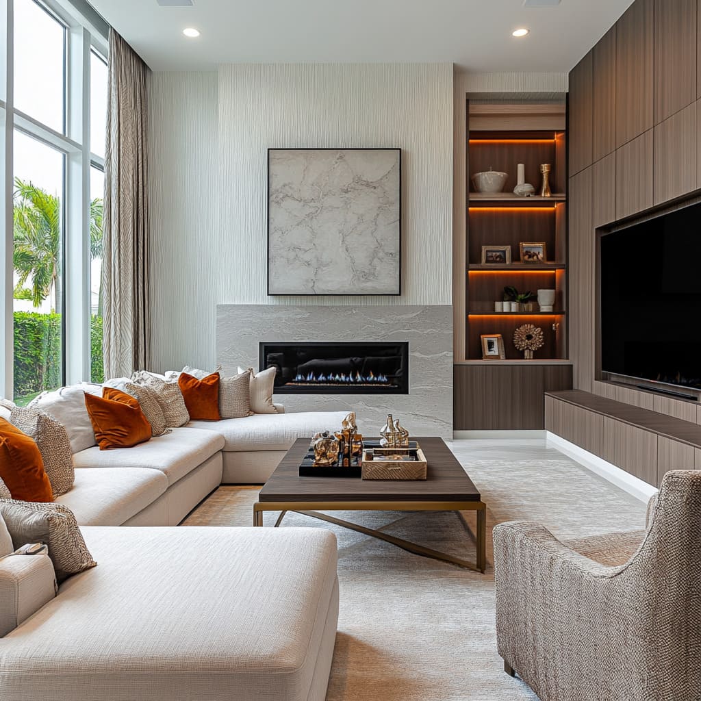Modern Living Rooms with Fireplaces and TVs Perfectly Paired