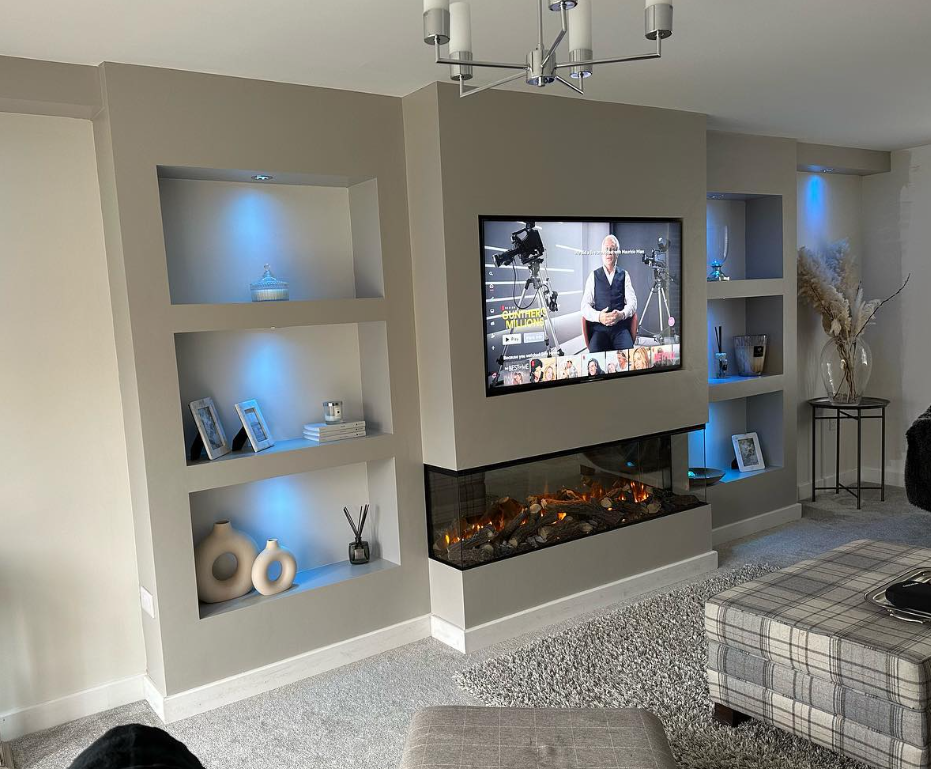 Modern TV Wall With Fireplace