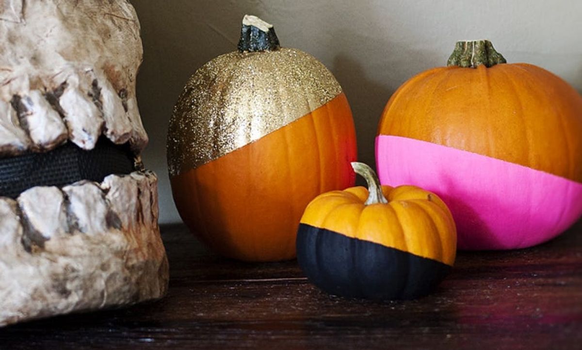 No-Carve Glitzy Color-Dipped Pumpkins - Brit + Co