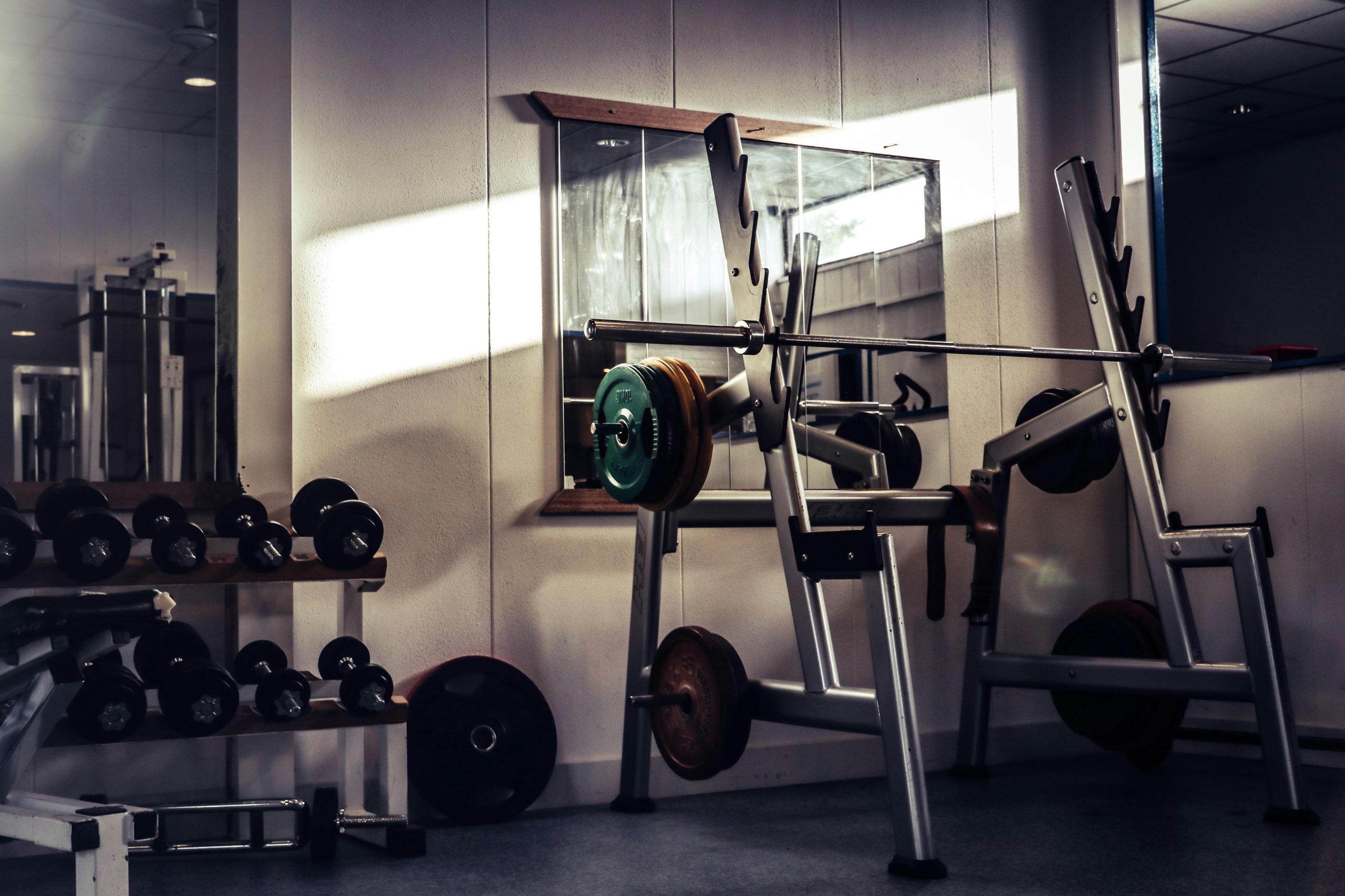Old school gym lighted by a little sun stroke