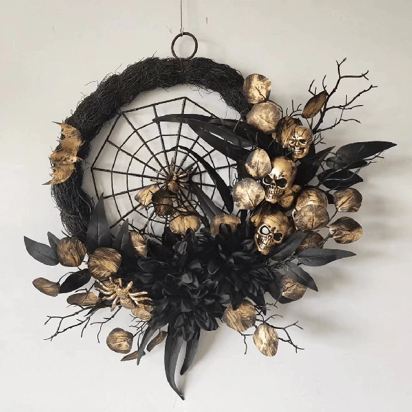 Pretty Halloween Wreaths The Holiday Aisle® Halloween Wreaths For Front Door 22 Inch Skeleton Black