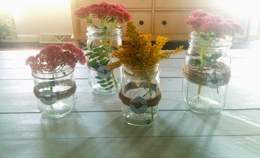 Quick DIY Mason Jars And Twine Fall Centerpieces